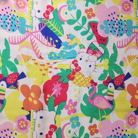 Hello Kitty By Sanrio Mens XXL Hawaiian Shirt Colorful Print - Picture 5 of 9